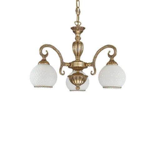 Люстра подвесная  L 8500/3 Reccagni Angelo белая на 3 лампы, основание золотое в стиле классический  фото 3